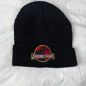 Jurassic Park Hat Beanie Embroidered Classic Logo Cuff Knit Beanie